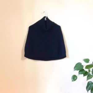 Black Knit Cowl Neck Poncho